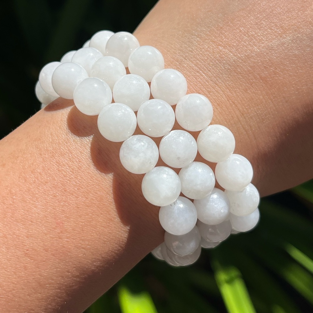 10mm stretchable white jade bracelet 0250‎